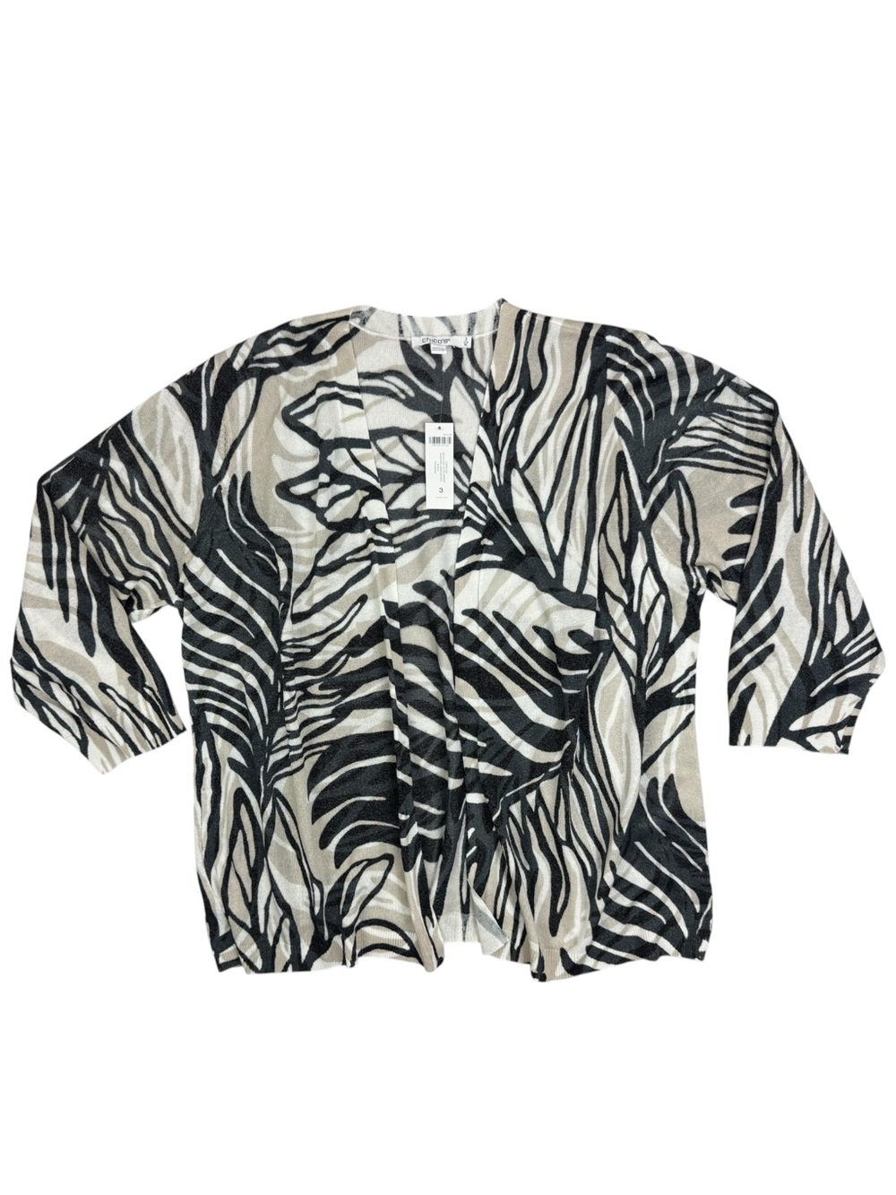 NWT CHICOS Vacation Leaf Levita Topper cardigan 3 or XL